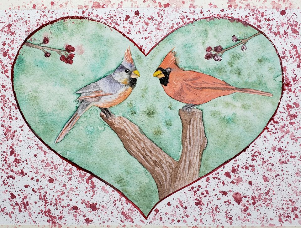 Course “Love Birds” Watercolor Painting Class at Ceilon’s Billings Studio, Saturday, February 10, 2024