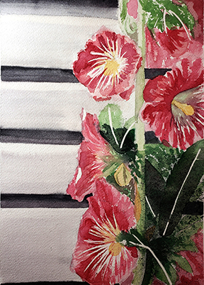 “Pink and Red Hollyhocks” – Watercolor Painting Class – August 6 & 8, 2024, 6:00pm to 8:00pm